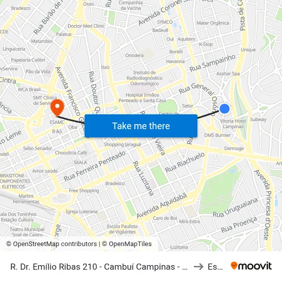 R. Dr. Emílio Ribas 210 - Cambuí Campinas - SP 13025-142 Brasil to Esamc map