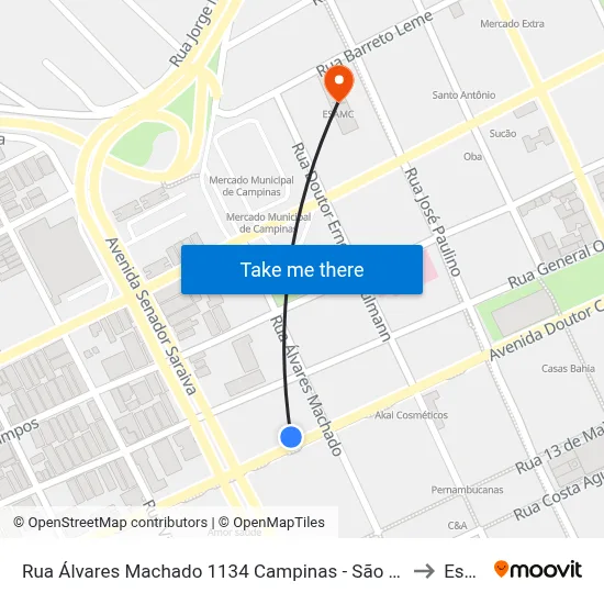 Rua Álvares Machado 1134 Campinas - São Paulo 13010 Brasil to Esamc map