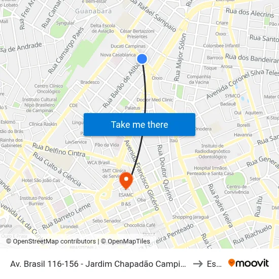 Av. Brasil 116-156 - Jardim Chapadão Campinas - SP 13070-178 Brasil to Esamc map