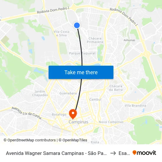 Avenida Wagner Samara Campinas - São Paulo 13081 Brasil to Esamc map