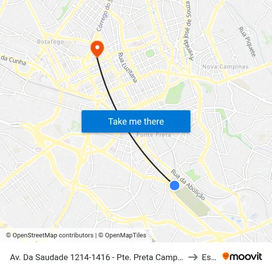 Av. Da Saudade 1214-1416 - Pte. Preta Campinas - SP 13041-670 Brasil to Esamc map
