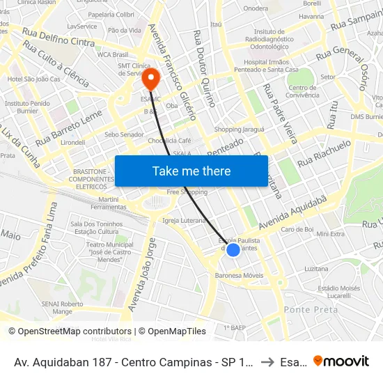 Av. Aquidaban 187 - Centro Campinas - SP 13026-510 Brasil to Esamc map