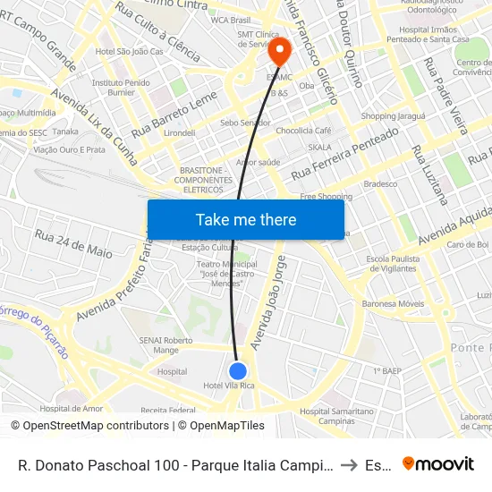 R. Donato Paschoal 100 - Parque Italia Campinas - SP 13036-130 Brasil to Esamc map