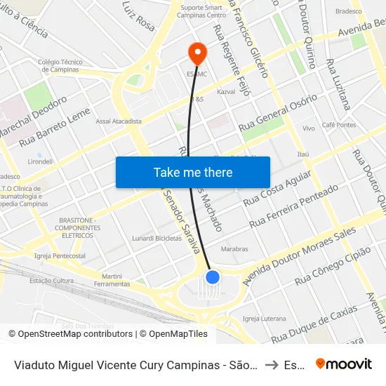 Viaduto Miguel Vicente Cury Campinas - São Paulo 13013 Brasil to Esamc map