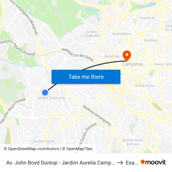 Av. John Boyd Dunlop - Jardim Aurelia Campinas - SP Brasil to Esamc map