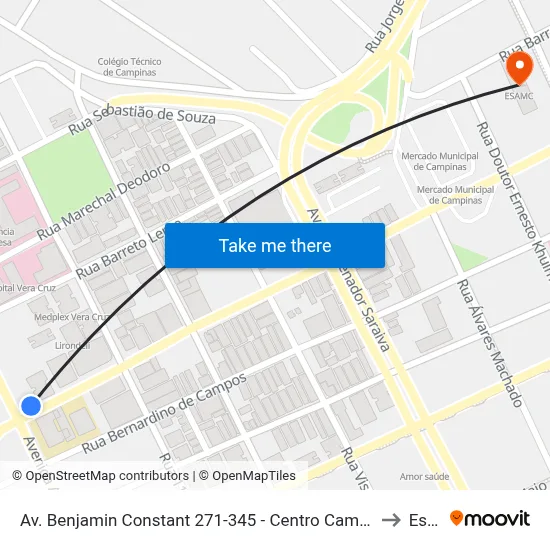 Av. Benjamin Constant 271-345 - Centro Campinas - SP 13010-142 Brasil to Esamc map
