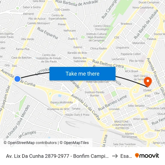Av. Lix Da Cunha 2879-2977 - Bonfim Campinas - SP Brasil to Esamc map