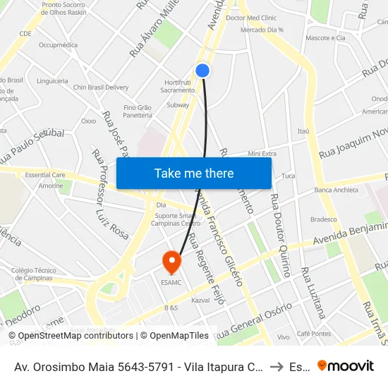 Av. Orosimbo Maia 5643-5791 - Vila Itapura Campinas - SP 13023-002 Brasil to Esamc map