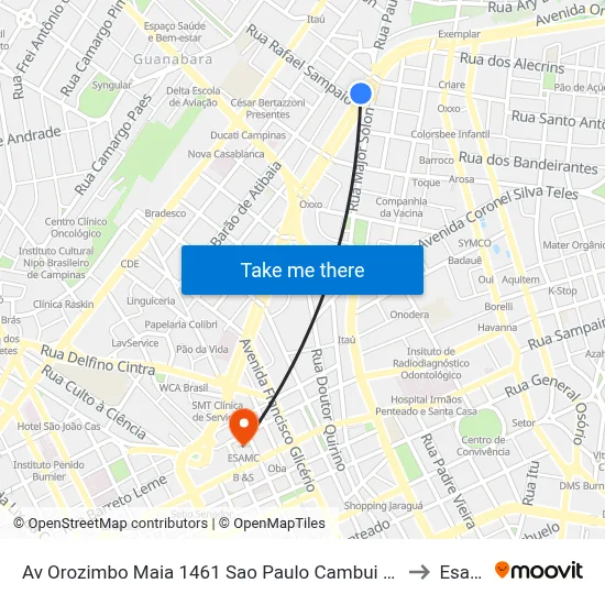 Av Orozimbo Maia 1461 Sao Paulo Cambui (Campinas) to Esamc map