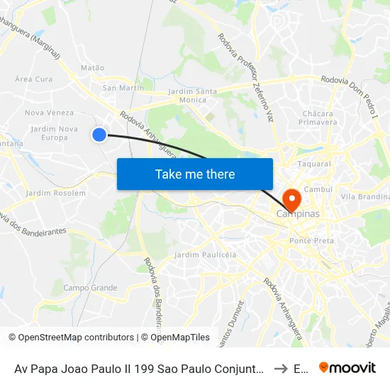 Av Papa Joao Paulo II 199 Sao Paulo Conjunto Habitacional Padre Anchieta (Campinas) to Esamc map