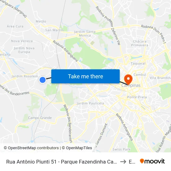 Rua Antônio Piunti 51 - Parque Fazendinha Campinas - SP República Federativa Do Brasil to Esamc map