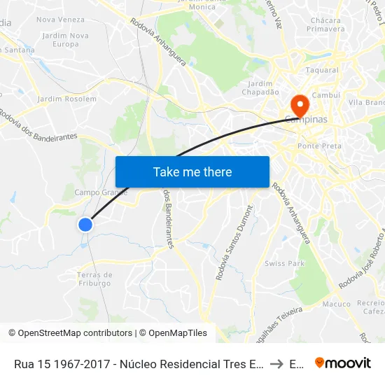 Rua 15 1967-2017 - Núcleo Residencial Tres Estrelas Campinas - SP 13059-502 Brasil to Esamc map