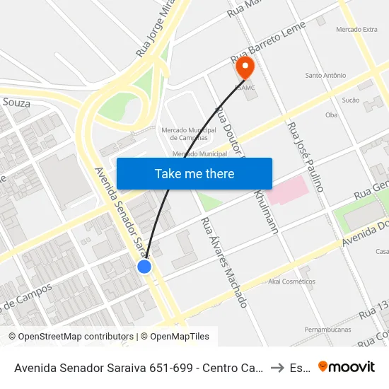 Avenida Senador Saraiva 651-699 - Centro Campinas - SP 13013-061 Brasil to Esamc map