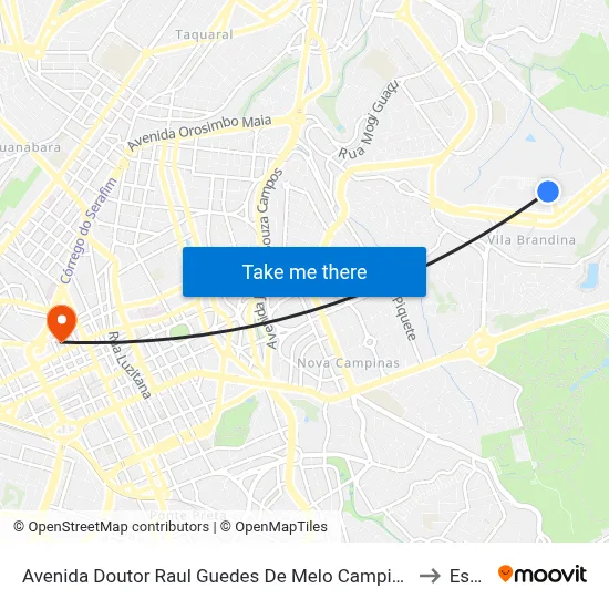 Avenida Doutor Raul Guedes De Melo Campinas - São Paulo Brasil to Esamc map