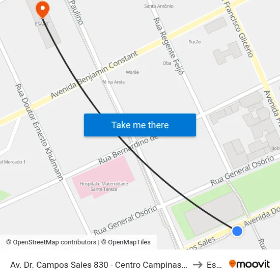 Av. Dr. Campos Sales 830 - Centro Campinas - SP 13010-080 Brasil to Esamc map