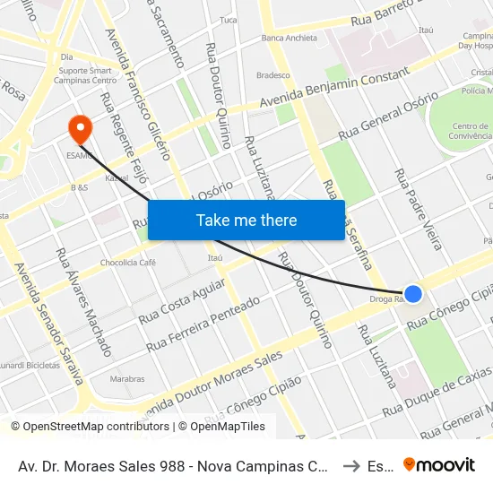 Av. Dr. Moraes Sales 988 - Nova Campinas Campinas - SP 13100-201 Brasil to Esamc map