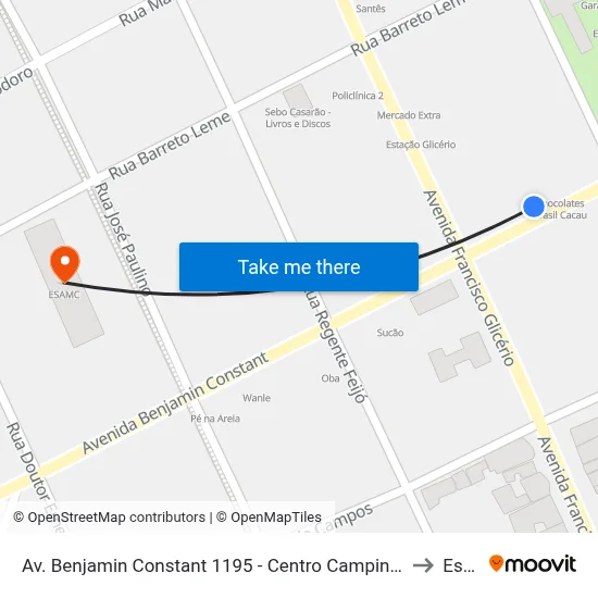 Av. Benjamin Constant 1195 - Centro Campinas - SP 13010-141 Brasil to Esamc map