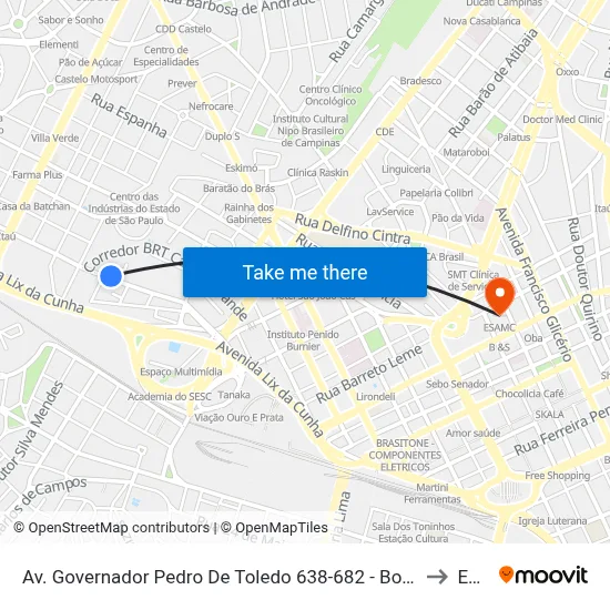 Av. Governador Pedro De Toledo 638-682 - Bonfim Campinas - SP 13070-752 Brasil to Esamc map