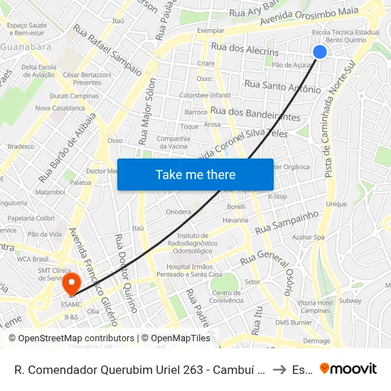R. Comendador Querubim Uriel 263 - Cambuí Campinas - SP 13024-470 Brasil to Esamc map