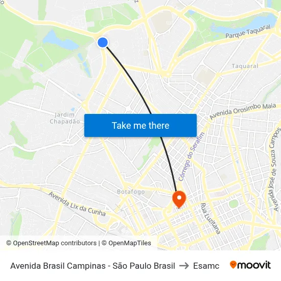 Avenida Brasil Campinas - São Paulo Brasil to Esamc map