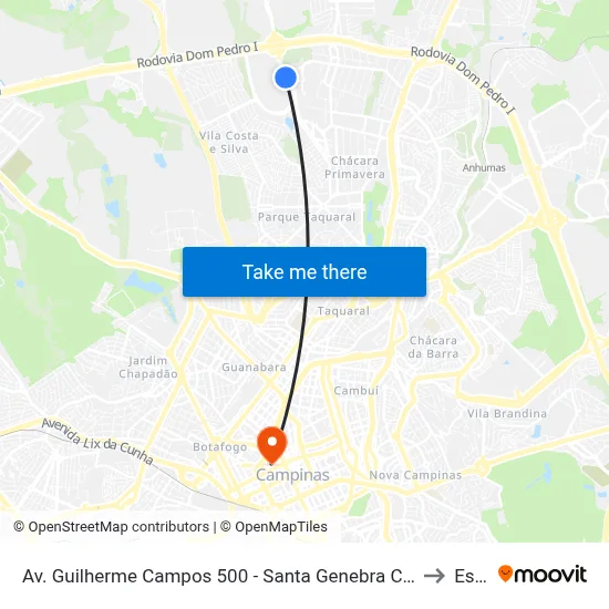 Av. Guilherme Campos 500 - Santa Genebra Campinas - SP 13087-901 Brasil to Esamc map