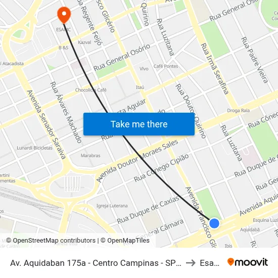 Av. Aquidaban 175a - Centro Campinas - SP Brasil to Esamc map