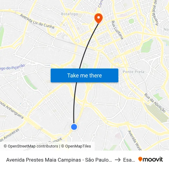 Avenida Prestes Maia Campinas - São Paulo 13040 Brasil to Esamc map