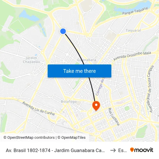 Av. Brasil 1802-1874 - Jardim Guanabara Campinas - SP 13073-148 Brasil to Esamc map