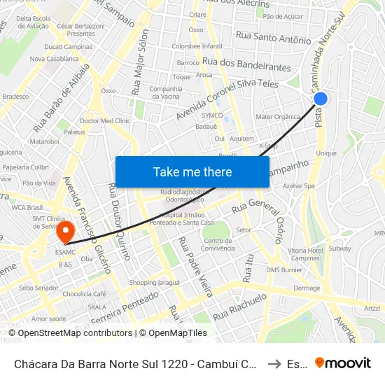 Chácara Da Barra Norte Sul 1220 - Cambuí Campinas - SP 13090-615 Brasil to Esamc map