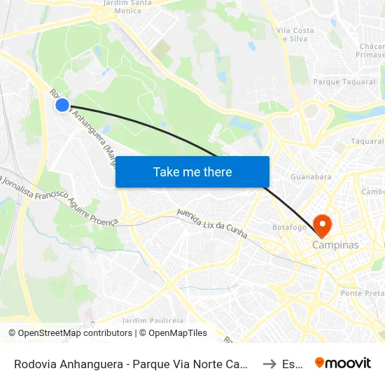 Rodovia Anhanguera - Parque Via Norte Campinas - SP Brasil to Esamc map