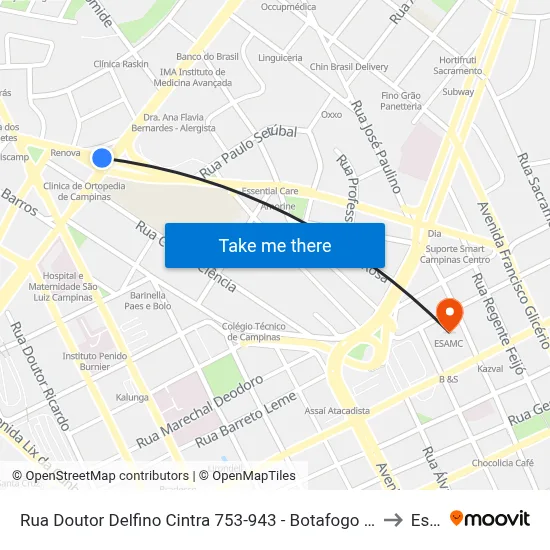 Rua Doutor Delfino Cintra 753-943 - Botafogo Campinas - SP 13020-100 Brasil to Esamc map