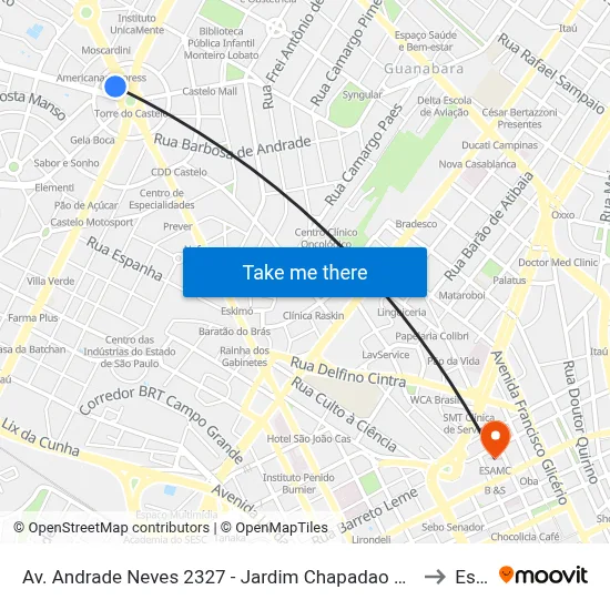 Av. Andrade Neves 2327 - Jardim Chapadao Campinas - SP 13013-100 Brasil to Esamc map