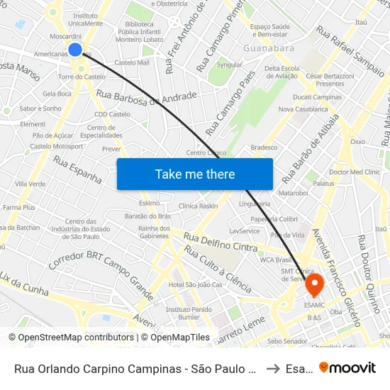 Rua Orlando Carpino Campinas - São Paulo 13073-430 Brasil to Esamc map