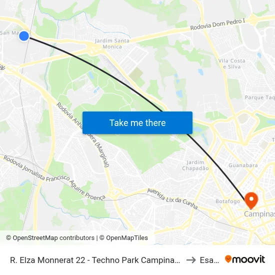 R. Elza Monnerat 22 - Techno Park Campinas - SP Brasil to Esamc map