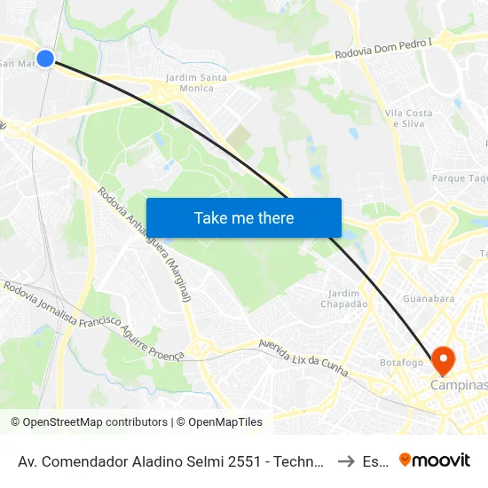 Av. Comendador Aladino Selmi 2551 - Techno Park Campinas - SP Brasil to Esamc map
