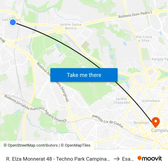 R. Elza Monnerat 48 - Techno Park Campinas - SP Brasil to Esamc map