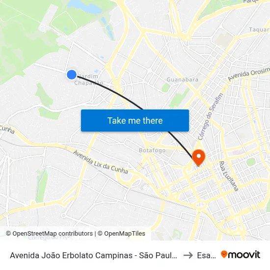 Avenida João Erbolato Campinas - São Paulo 13070 Brasil to Esamc map