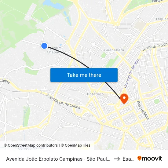 Avenida João Erbolato Campinas - São Paulo 13070 Brasil to Esamc map