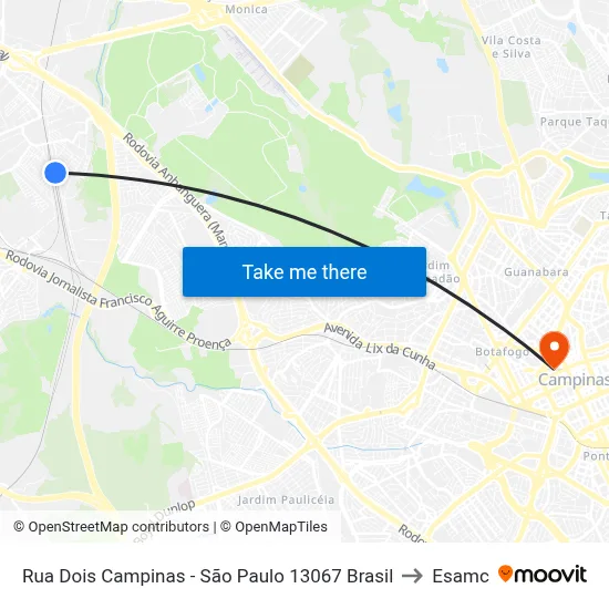 Rua Dois Campinas - São Paulo 13067 Brasil to Esamc map