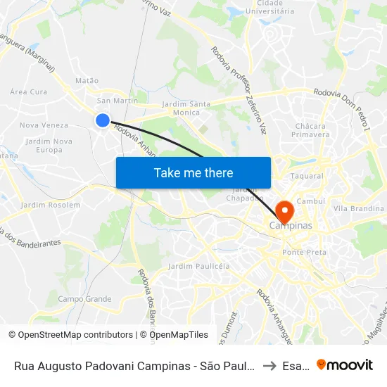 Rua Augusto Padovani Campinas - São Paulo 13068 Brasil to Esamc map