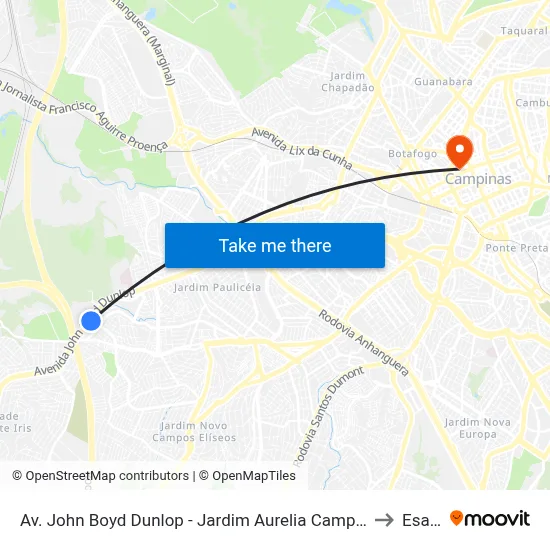 Av. John Boyd Dunlop - Jardim Aurelia Campinas - SP Brasil to Esamc map