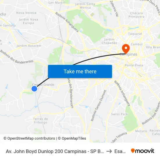 Av. John Boyd Dunlop 200 Campinas - SP Brasil to Esamc map