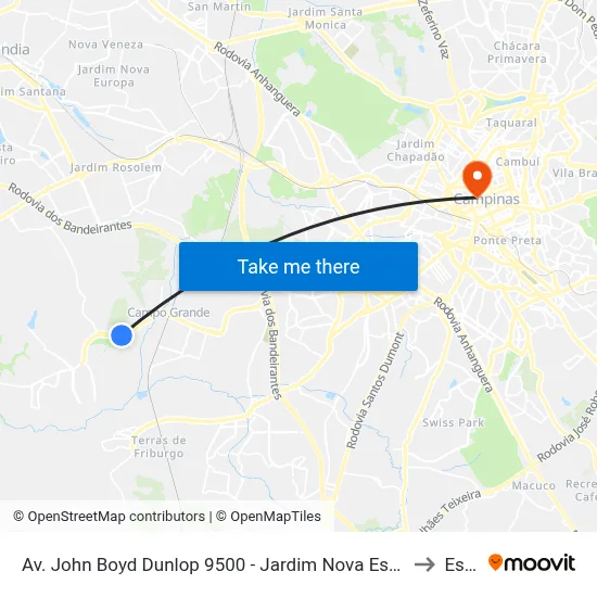 Av. John Boyd Dunlop 9500 - Jardim Nova Esperanca Campinas - SP Brasil to Esamc map