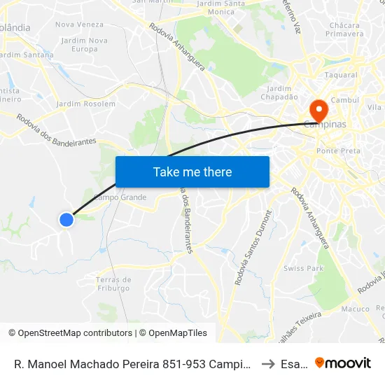 R. Manoel Machado Pereira 851-953 Campinas - SP Brasil to Esamc map