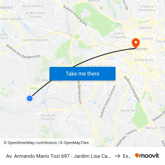 Av. Armando Mario Tozi 697 - Jardim Lisa Campinas - SP 13058-321 Brasil to Esamc map