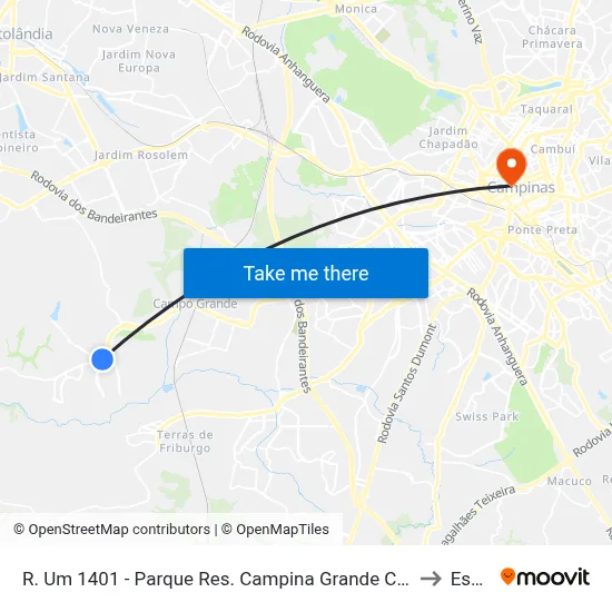 R. Um 1401 - Parque Res. Campina Grande Campinas - SP Brasil to Esamc map