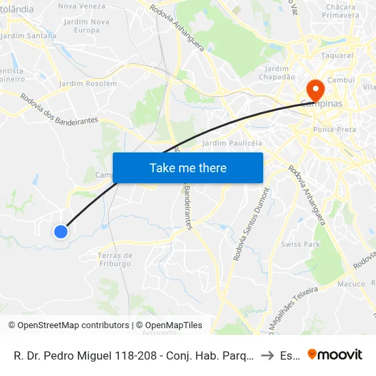 R. Dr. Pedro Miguel 118-208 - Conj. Hab. Parque Itajai Campinas - SP Brasil to Esamc map