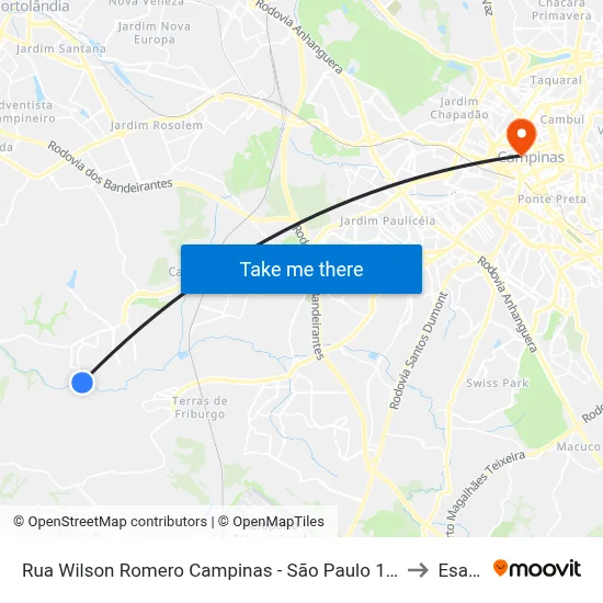 Rua Wilson Romero Campinas - São Paulo 13058 Brasil to Esamc map