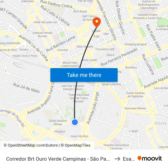 Corredor Brt Ouro Verde Campinas - São Paulo 13036 Brasil to Esamc map