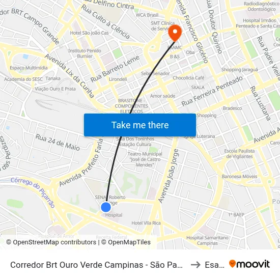 Corredor Brt Ouro Verde Campinas - São Paulo 13036 Brasil to Esamc map